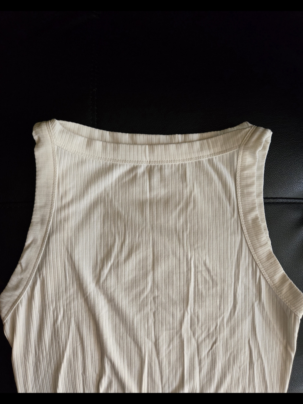 Sleeveless Ribbed Cream Tank Top